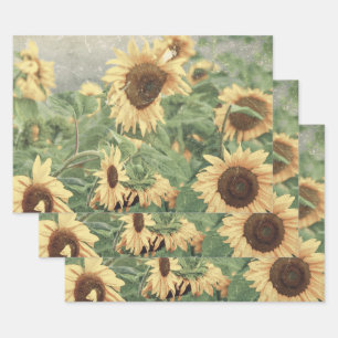 Feuille De Papier Cadeau Couleur de soleil Découpage jaune Flore décorati