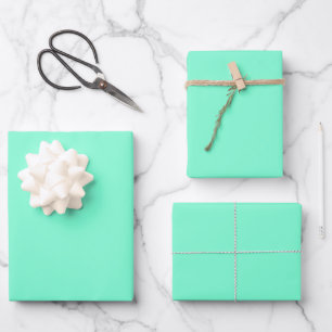 Feuille De Papier Cadeau Couleur solide Aquamarine   Classique   Élégant