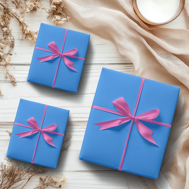 Feuille De Papier Cadeau Couleur solide bleu Dodger | Classique | Élégant (Créateur téléchargé)