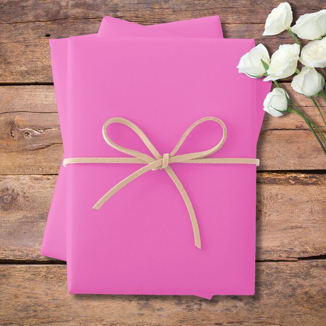 Feuille De Papier Cadeau Couleur solide rose néon | Classique | Élégant (Créateur téléchargé)