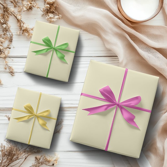 Feuille De Papier Cadeau Couleur uni jaune pastel | Classique | Élégant (Créateur téléchargé)