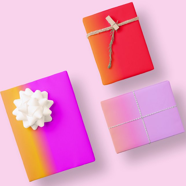 Feuille De Papier Cadeau Couleur vive Moderne Rose Rouge Jaune Orange Uniqu (Créateur téléchargé)