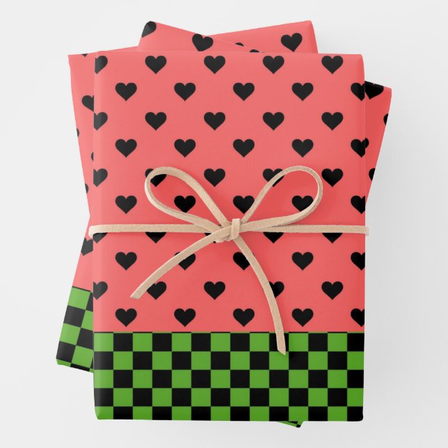 Feuille De Papier Cadeau Couleurs de pastèque à motif (En situation)