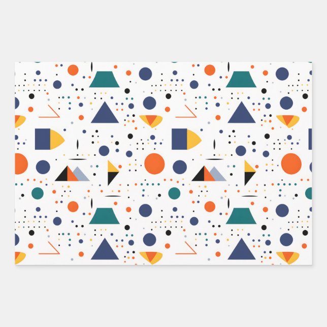 Feuille De Papier Cadeau Couleurs saturées Abstraites géométriques (Devant)