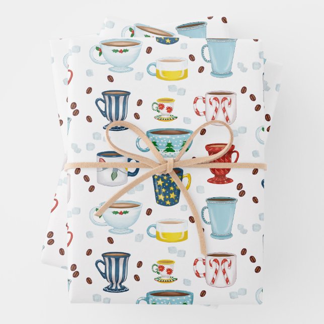 Feuille De Papier Cadeau Coupe de café de Noël cosy (En situation)