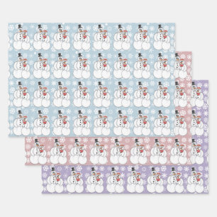 Feuille De Papier Cadeau Couple de Snowman