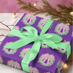 Feuille De Papier Cadeau Courbe rose vert pourpre populaire
