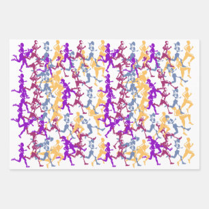 Feuille De Papier Cadeau Coureurs d'athlètes et joggeurs