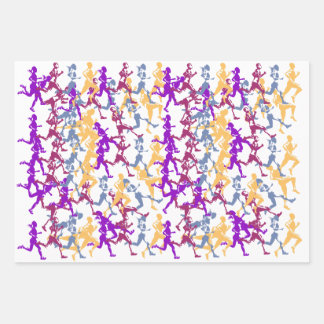 Feuille De Papier Cadeau Coureurs d'athlètes et joggeurs