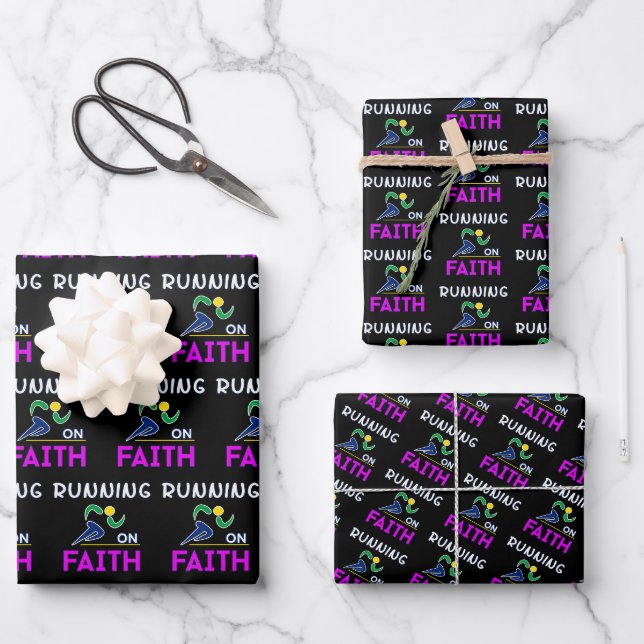 Feuille De Papier Cadeau Courir sur la foi Christian Runner (Recto)