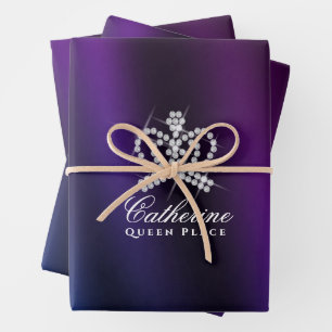 Feuille De Papier Cadeau Couronne brillante Bleu noir pourpre