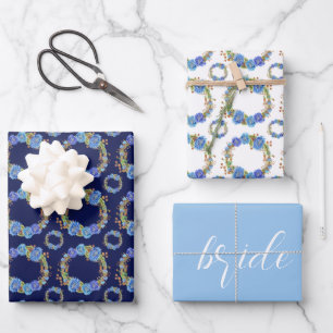 Feuille De Papier Cadeau Couronne de Bleuet pour Baby Shower