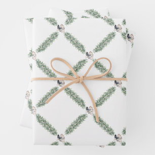 Feuille De Papier Cadeau Couronne de cloches argentées de Noël