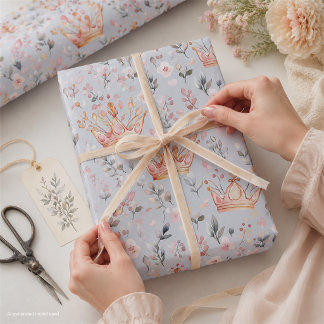 Feuille De Papier Cadeau Couronne Magique de Reine Fée Fantaisiste Rose Pas