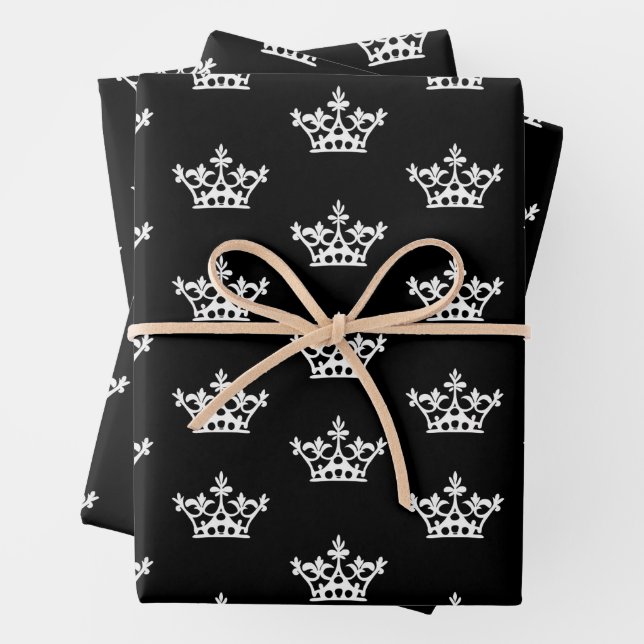 Feuille De Papier Cadeau Couronnes blanches (En situation)