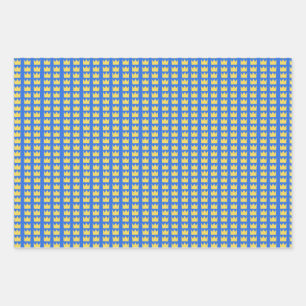 Feuille De Papier Cadeau Couronnes suédoises en bleu et jaune