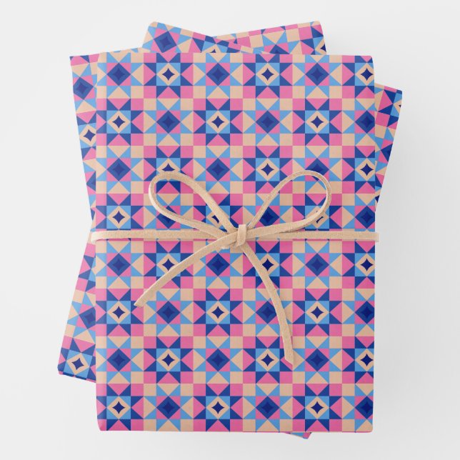 Feuille De Papier Cadeau Courte moderne en bloc étoilé (En situation)