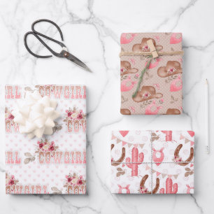 Feuille De Papier Cadeau Cowgirl rose