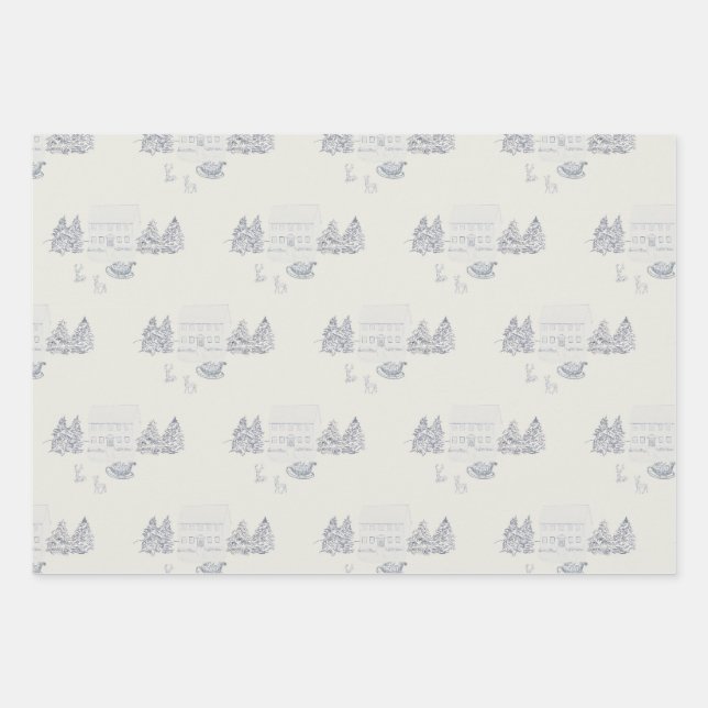 Feuille De Papier Cadeau Cozy New England Christmas Home (Devant)