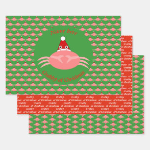 Feuille De Papier Cadeau Crabe de Noël personnalisé