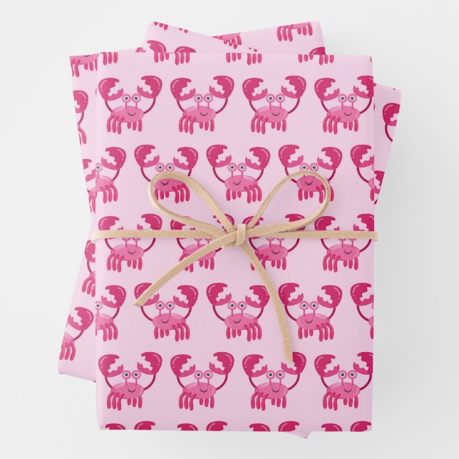 Feuille De Papier Cadeau Crabes fête d'anniversaire Pink Sea Creator (En situation)