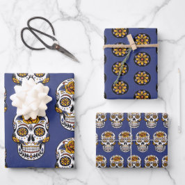 Feuille De Papier Cadeau Crâne à sucre Halloween