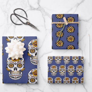 Feuille De Papier Cadeau Crâne de sucre d'Halloween