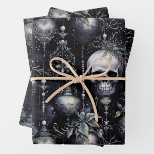 Feuille De Papier Cadeau Crânes de Noël gothiques Éffrayants