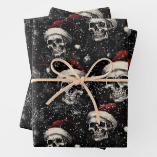 Feuille De Papier Cadeau Crânes de Noël gothiques éffrayants