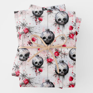 Feuille De Papier Cadeau Crânes de Noël gothiques Éffrayants