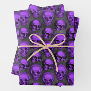Feuille De Papier Cadeau Crânes violets et série Tournesol Design 1 