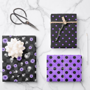 Feuille De Papier Cadeau Crânes violets et série Tournesol Design 9 