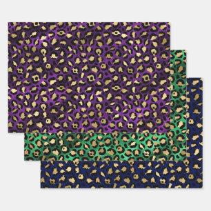 Feuille De Papier Cadeau Création d'impression de léopard coloré avec des a