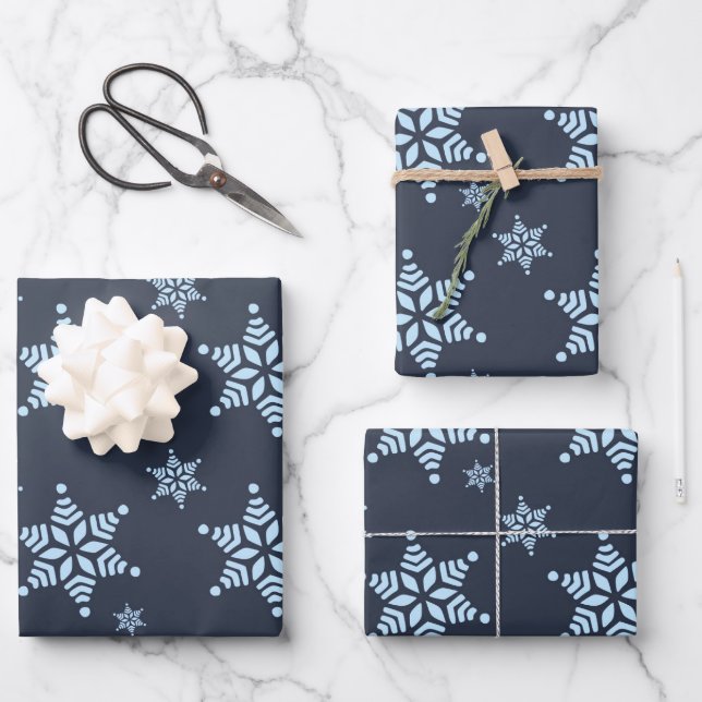 Feuille De Papier Cadeau Créez votre propre motif de flocons de neige gras  (Recto)