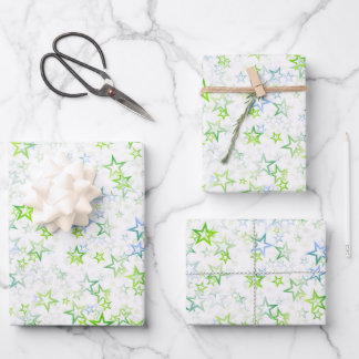 Feuille De Papier Cadeau Créez votre propre motif simple d'étoiles délavées
