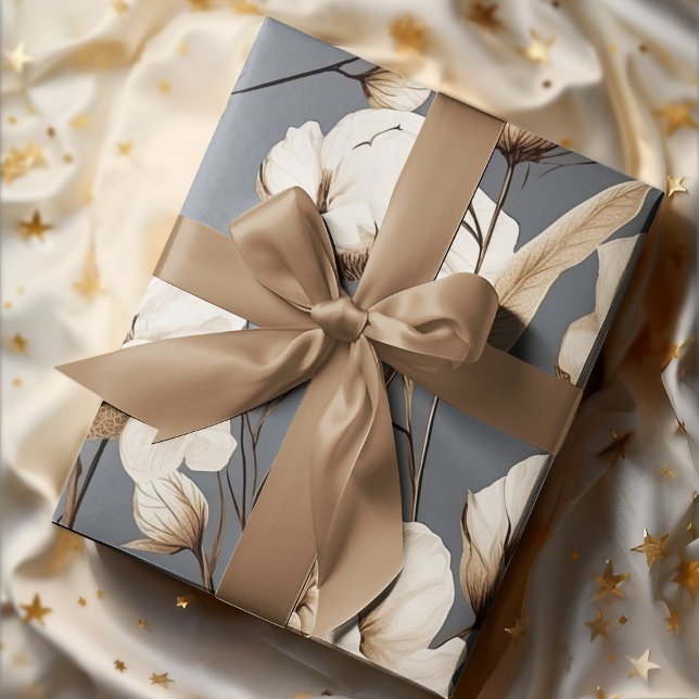Feuille De Papier Cadeau Crème botanique & Jardin bleu pâle (Créateur téléchargé)