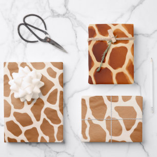 Feuille De Papier Cadeau Crème Brown Safari Giraffe Poster de animal