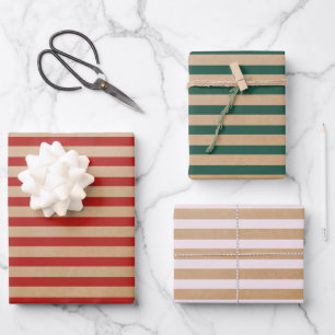 Feuille De Papier Cadeau Crème classique moderne Rouge Vert Kraft raypes
