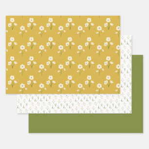 Feuille De Papier Cadeau Crème Fleur sauvage Floral Retro Vintage