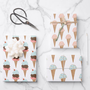 Feuille De Papier Cadeau Crème glacée avec arrosage Moderne coloré mignon c