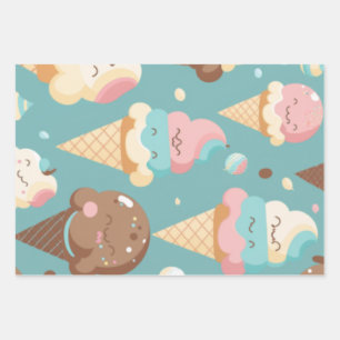 Feuille De Papier Cadeau Crème glacée très colorée