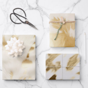 Feuille De Papier Cadeau Crème Gold Cowhide