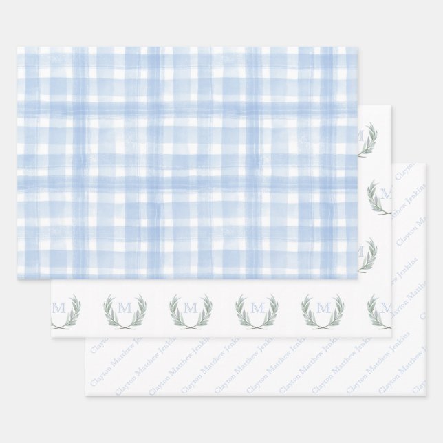 Feuille De Papier Cadeau Crest En vichy Laurel (Lot)