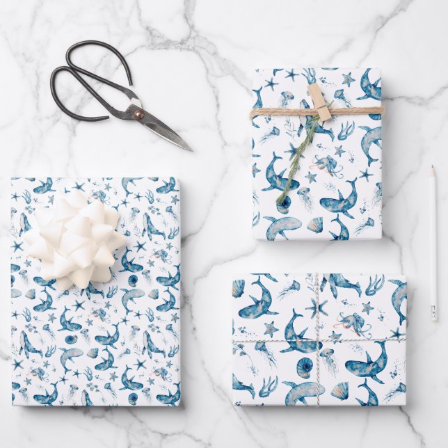 Feuille De Papier Cadeau Criaturas del mar (Recto)