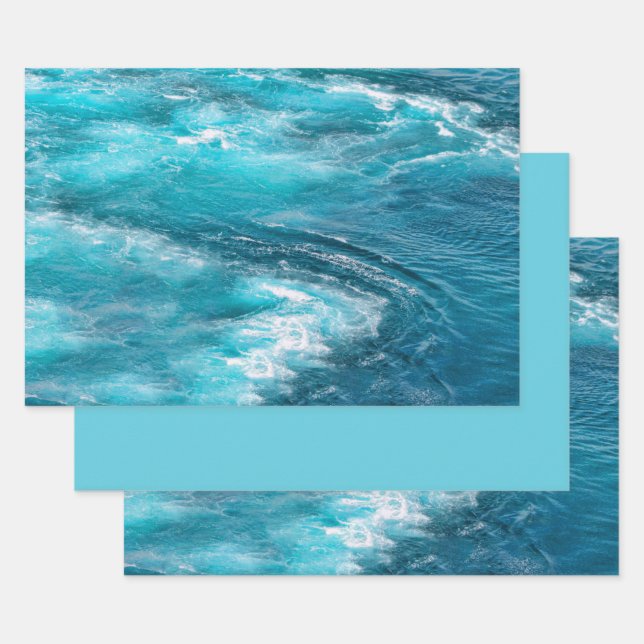 Feuille De Papier Cadeau Croisière tropicale Turquoise Caribbean Ocean Phot (Lot)