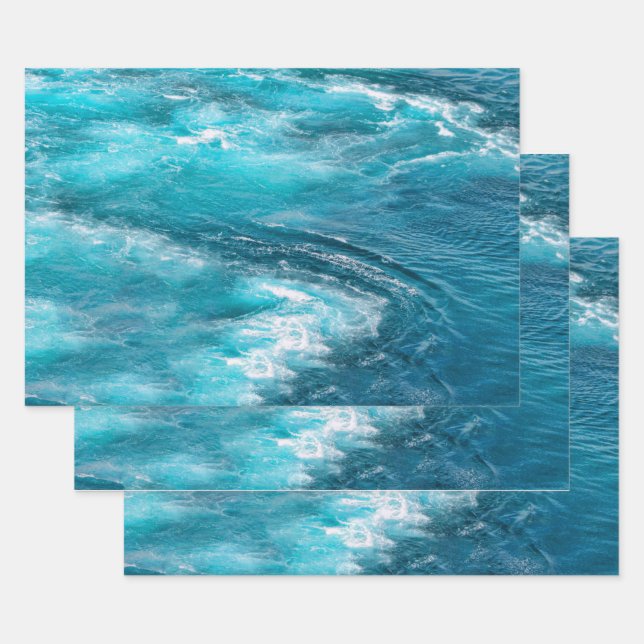 Feuille De Papier Cadeau Croisière tropicale Turquoise Caribbean Ocean Phot (Lot)
