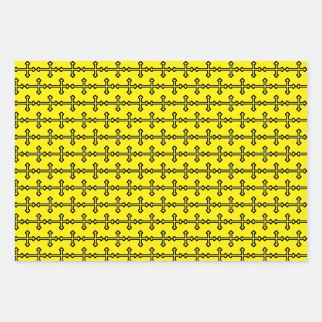 Feuille De Papier Cadeau Croix chrétienne noire (Devant)