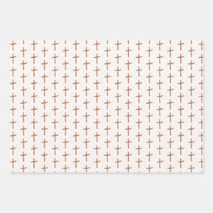 Feuille De Papier Cadeau Croix de palme blanche