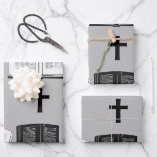 Feuille De Papier Cadeau Croix et révérence biblique