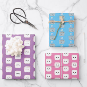 Feuille De Papier Cadeau Cuisine Chaude De cacao Avec Marshmallows